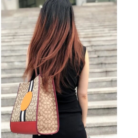 Coach 1917 Dempsey Tote In Signature Jacquard With Stripe And Coach Patch - Picture 3 of 10